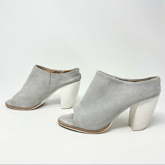 Sol Sana Liza Dove Grey Suede Peep Toe Heeled Mules Size 40 - Picture 6 of 11